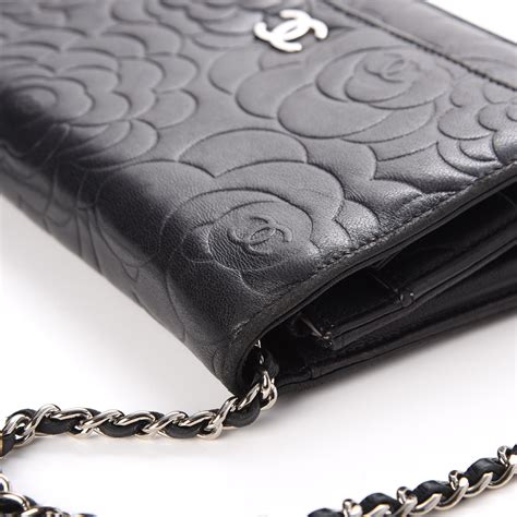 chanel black camellia wallet on chain|small double wallet chanel.